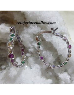 Aretes de plata inalterable con pedrería 651-207