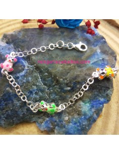 Pulsera con Ositos esmaltados y plata OS34