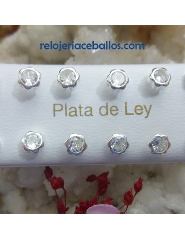 Pendientes de rosca con flor de plata PFR