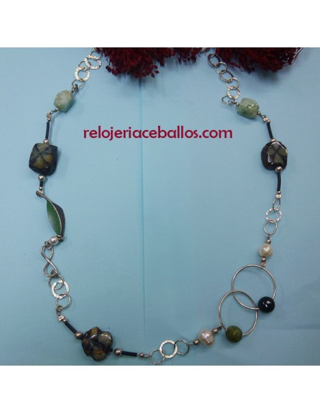 Collar artesano con Amazonita y Quiastolita OLK
