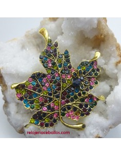 Hoja de Parra con pedrería en Broche dorado BHP