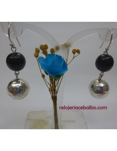 Pendiente combinado Azabache y Plata BAP