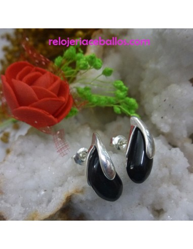 Pendientes de azabache y plata 620-177