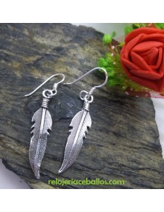 Pendientes Plumas de plata envejecida 570
