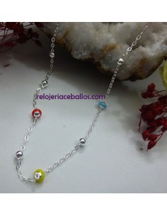 Gargantilla de plata con bolas multicolor BLO