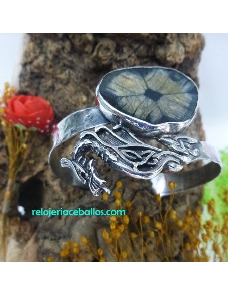 Brazalete artesano con Dragón en plata DRQ