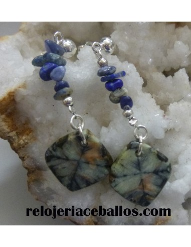 Pendientes largos de plata con Quiastolita LPQ
