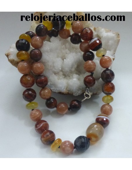Collar de piedra natural de Ágatas y Piedra Sol CAC