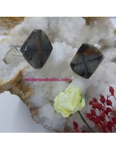 Gemelos con Quiastolita en plata artesanos GPQ