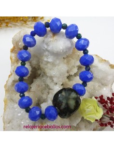 Pulsera elástica de bolas talladas y Quiastolita PBQ