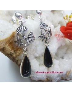 Pendiente de Azabache en plata de ley F24G