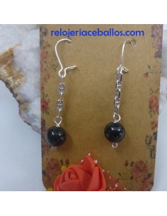 TQP Pendientes de azabache con cadena marinera