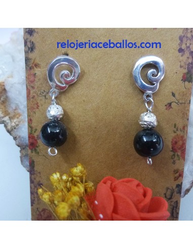 Pendientes con Espiral celta y Azabache AEC1