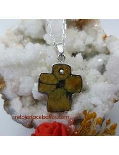 Cruz artesana de plata con Quiastolita ocre QCP