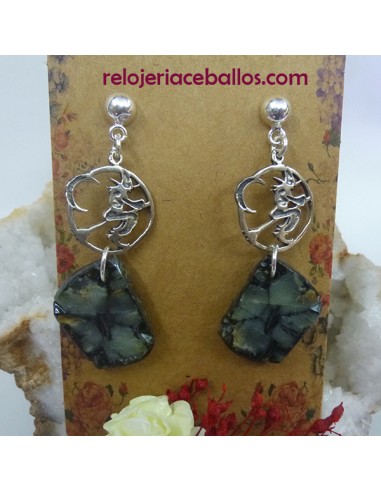 Pendientes de plata con Quiastolita y Bruja QLP