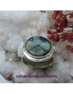 Anillo de plata artesano con Quiastolita gris QGA