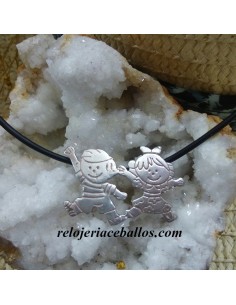 Colgante  Niño y Niña de plata  9249