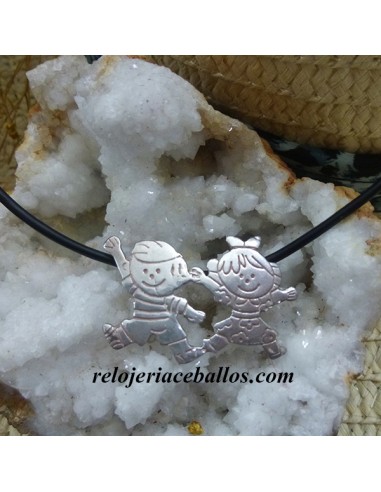 Colgante  Niño y Niña de plata  9249