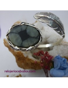 Brazalete artesano con Pluma y Quiastolita PYQ