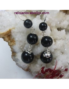 Pendiente de bolas lisas de Azabache 3BL