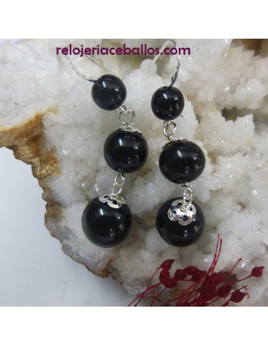 Pendiente de bolas lisas de Azabache 3BL