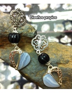 Pendiente de Diseño con Calcedonia y Azabache 183