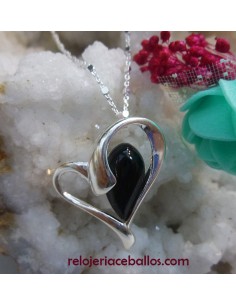 Colgante Corazón de Azabache montado en Plata 600-56