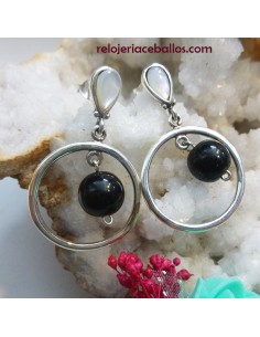 Pendientes combinados con nácar y Azabache 23A