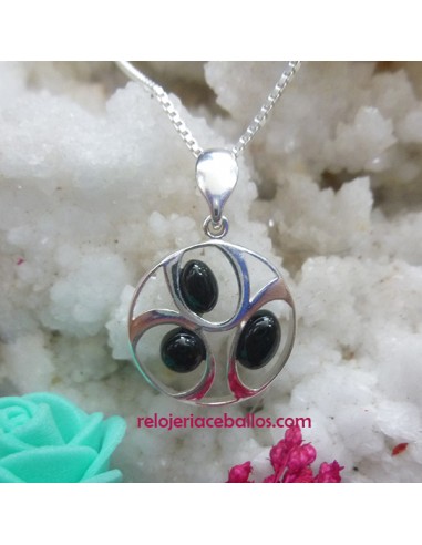 Colgante de plata con 3 bolas de Azabache 600-48