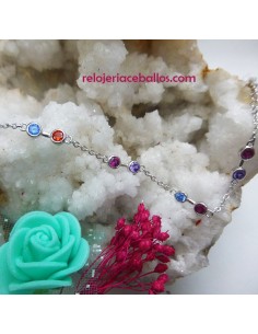 Pulsera moderna de plata con piedra multicolor 661-123