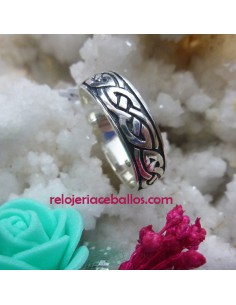 Alianza de plata con greca entrelazada 341-40