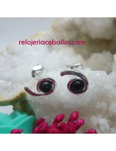 Pendiente sencillo de plata con Azabache 620-206