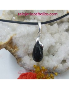 Colgante de plata con lágrima de Azabache 600-54