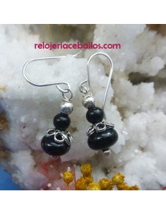 Pendientes de plata con bolas de Azabache AZR34