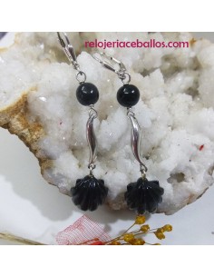 Pendientes de plata largos con Azabache CYB