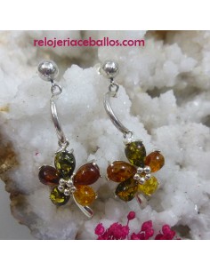 Pendientes de plata con Flor de Ámbar AMP