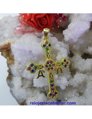 Cruz de plata con baño de oro y pedrería CHM