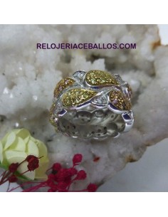 Anillo de platacon tres baños y pedrería C89