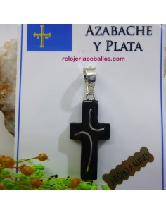 Cruz de Azabache con incrustación de plata