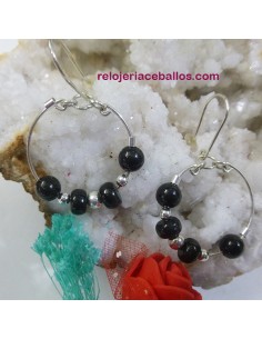 Pendientes de gancho con arete de Azabache