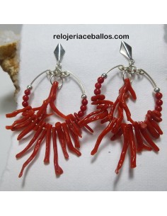 Pendiente de coral y plata