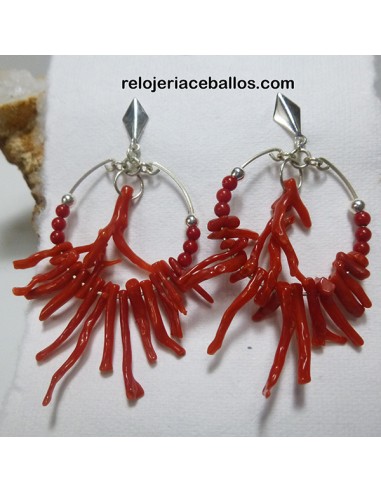 Pendiente de coral y plata