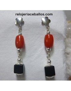 Pendientes combinados de plata