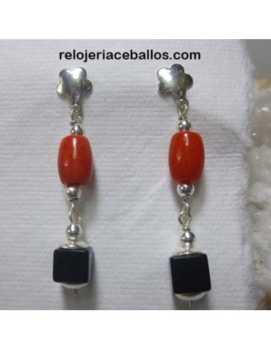 Pendientes combinados de plata