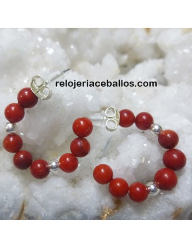Aretes de coral y plata