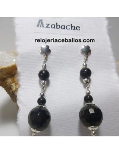 Azabache facetado en pendientes de plata