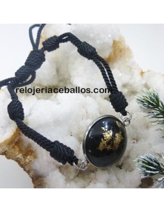 Pulsera de siete nudos negra con carbón