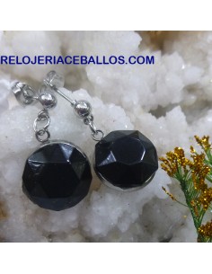 Pendientes facetados de acero con carbón
