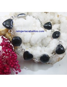 Pulsera de corazones en carbón reestructurado