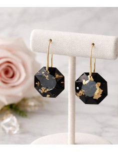 Pendientes facetados de acero con carbón CA1